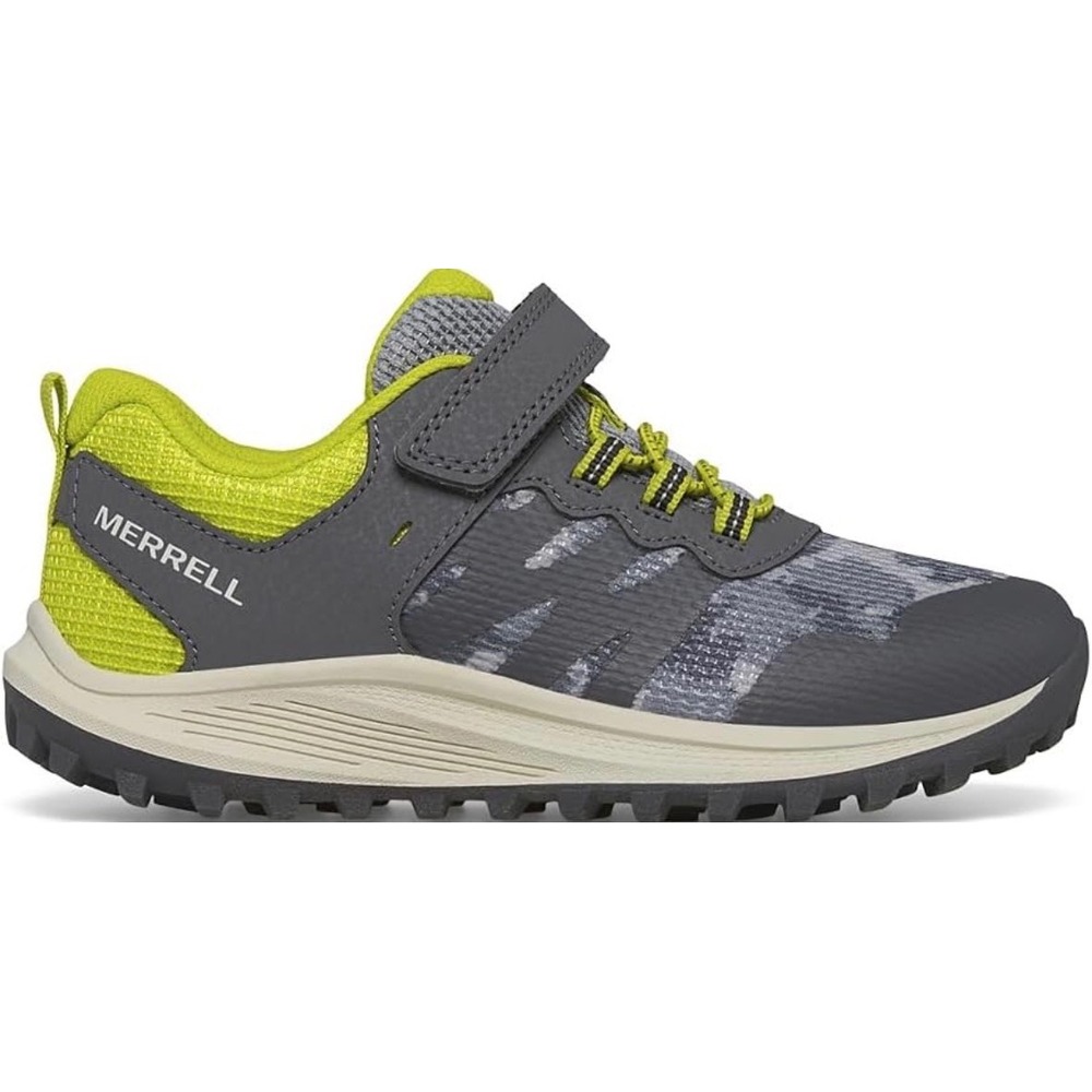 Merrell Nova 3 Kids Trail Running Shoes Grey Lime Camo Size 5.5M